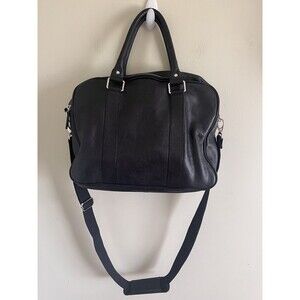 Cole Haan Large Black Travel Work  Messenger Bag Leather  Expandable Belt
